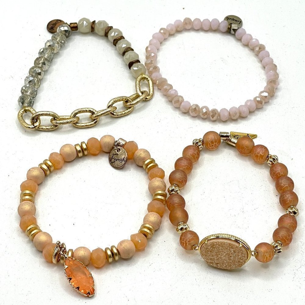 Erimish Beaded Stretch Bracelets Set of Four Multicolor OS One Size